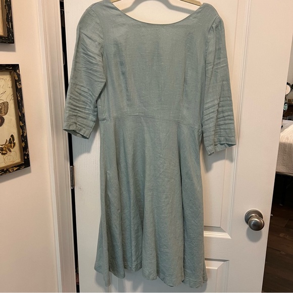 MRSPOMERANZ Custom-made handmade pure linen fit flare light blue dress - Picture 6 of 15